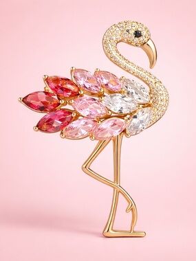 Crystal Flamingo Brooch